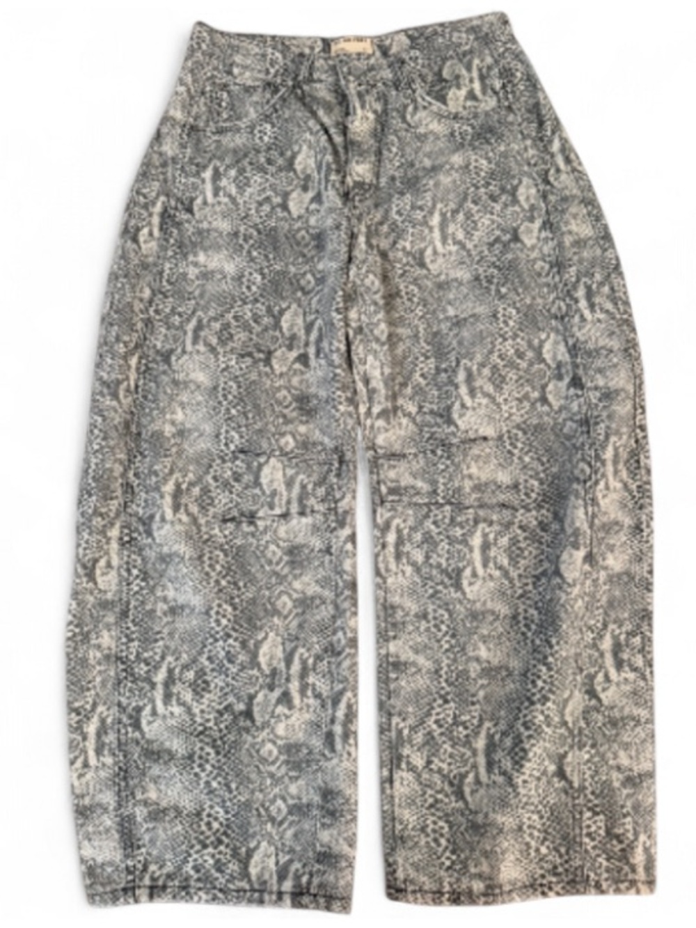 Free People Good Luck Barrel Jeans Python Snake Print Size 27 Sold Out - Picture 3 of 5